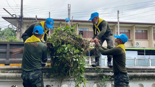 ศอ.จอส.พระราชทาน มทบ.38 จัดกำลังพลจิตอาสาร่วมพัฒนาศาลากลางหลังเก่าเนื่องในวันคล้ายวันพระราชทานกำเนิดโรงเรียนนายร้อยพระจุลจอมเกล้า 5 สิงหาคม