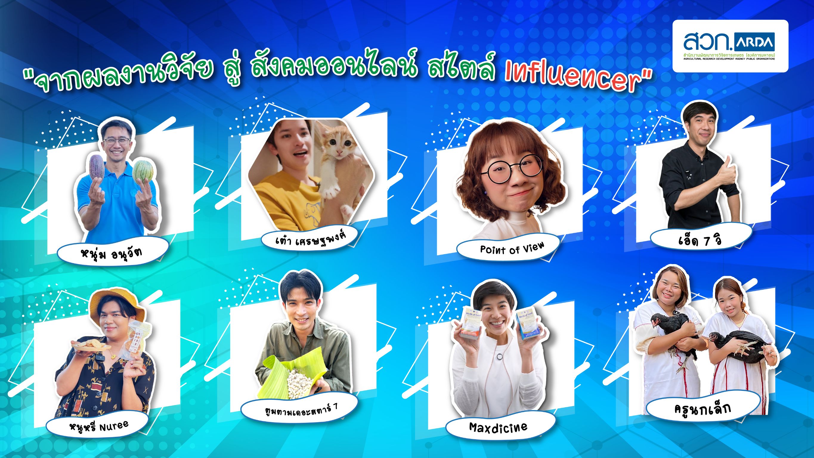 สำนักงานพัฒนาการวิจัยการเกษตร (องค์การมหาชน) หรือ สวก. (ARDA) เปิดตัวโครงการ “ARDA x Influencer” อย่างเป็นทางการแล้ววันนี้!
