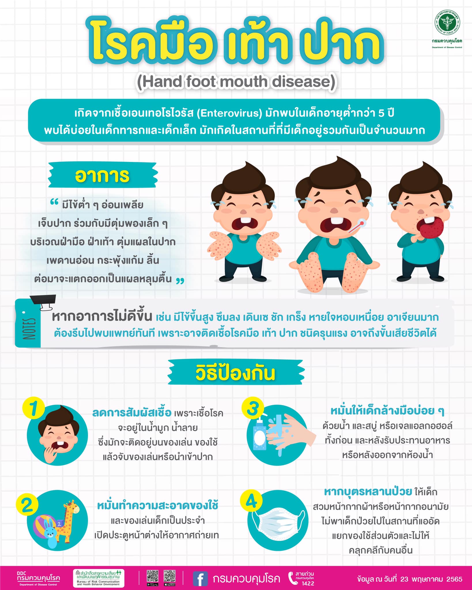 แพทย์ทหารย้ำเตือน “โรคมือเท้าปากระบาดช่วงหน้าฝน”
