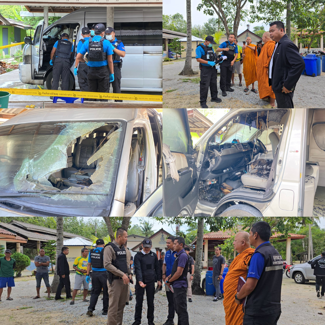 บุกป่วนวัด วางเพลิงรถตู้วัดเสียหายอีก1คัน ส่วนปล้นทองDNAของคนร้ายออกแล้ว3ใน10ที่ลงมือก่อเหตุ