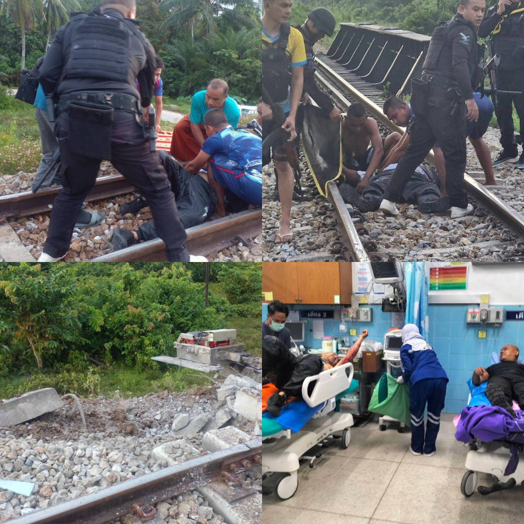 โจรใต้วางระเบิดรางรถไฟก่อนเข้าสถานีมะรือโบที่ระแงะทหารและผู้ช่วยผู้ใหญ่เจ็บ2
